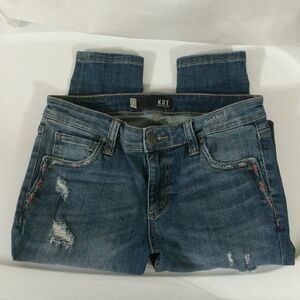 Kut From the Kloth Mia Toothpick Skinny Distressed Medium Wash Jeans - size 4